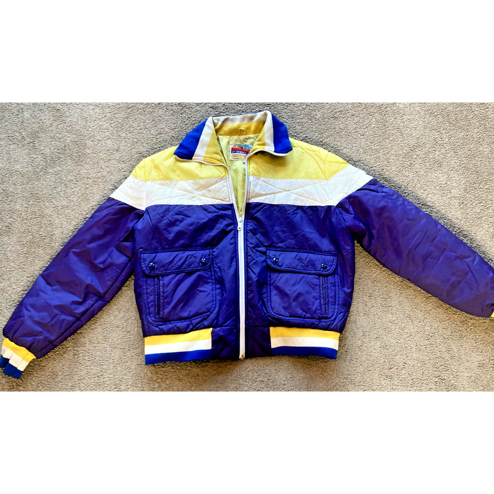 Vintage Amerex of California Action Wear Skit Jacket Large Womens Purple Yellow